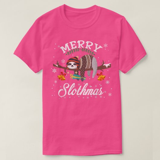 Merry Slothmas Kerstmis Sloth Pajama Santa Hat Xm T-shirt (Design voorkant)