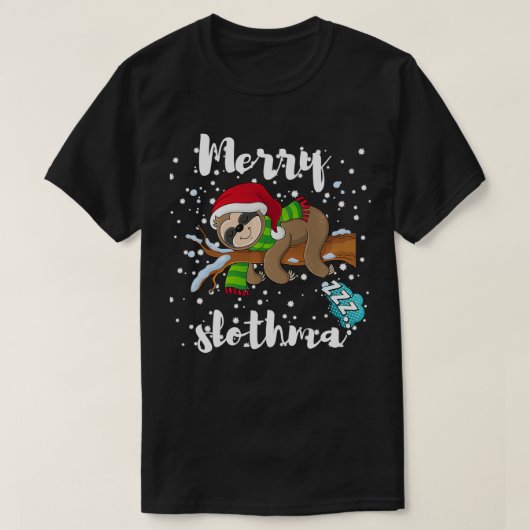 Merry Slothmas Lazy Sloth Lover Xmas kerstmis T-shirt (Design voorkant)