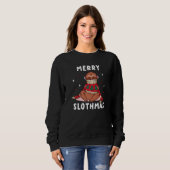 Merry Slothmas Leuke Vriesluiaard Headset Ontspann Trui (Voorkant volledig)