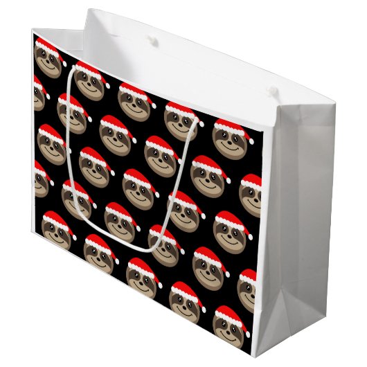 Merry Slothmas met kerstcadeau voor prettige feest Large Cadeautasje (Voorkant Gekanteld)
