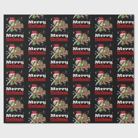 Merry Slothmas Pattern Funny kerstwrapping Pa Cadeaupapier (Vlak)