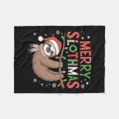 Merry Slothmas Santa Hat Pyjamas Luiaard Lover Mei Fleece Deken (Voorkant (Horizontaal))