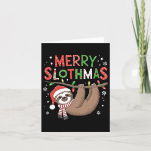 Merry Slothmas Santa Hat Pyjamas Luiaard Lover Mei Kaart