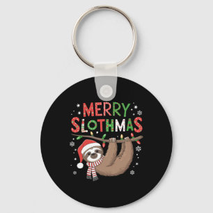 Merry Slothmas Santa Hat Pyjamas Luiaard Lover Mei Sleutelhanger