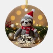 Merry Slothmas Santa Sloth Personalized Keramisch Ornament (Voorkant)