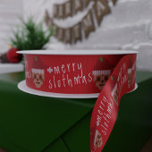 Merry Slothmas Santa Sloth Red-kerstlint Satijnen Lint