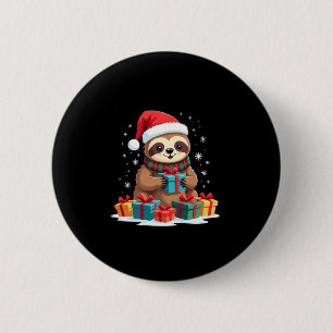 Merry Slothmas schattige kerstfeestdag kerstfeeste Ronde Button 5,7 Cm
