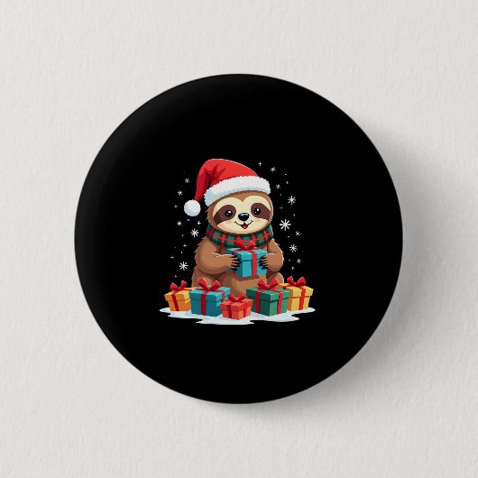 Merry Slothmas schattige kerstfeestdag kerstfeeste Ronde Button 5,7 Cm (Voorkant)