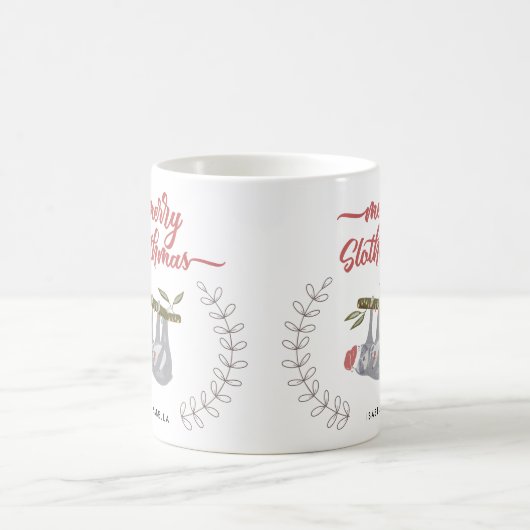 Merry Slothmas Sloth Geïnspireerd Gepersonaliseerd Koffiemok (Center)