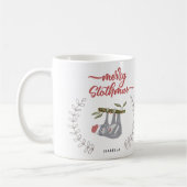 Merry Slothmas Sloth Geïnspireerd Gepersonaliseerd Koffiemok (Links)