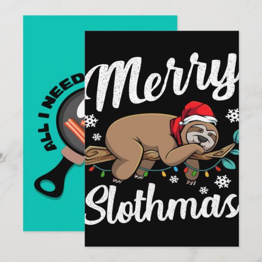 Merry Slothmas Sloth Lazy Feestdagenkaart (Voorkant / Achterkant)