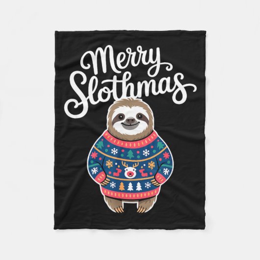 Merry Slothmas Sweater Funny Sloth Christmas Pajam Fleece Deken (Voorkant)