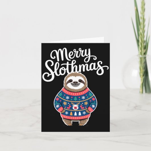 Merry Slothmas Sweater Funny Sloth Christmas Pajam Kaart (Voorkant)