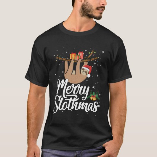 Merry Slothmas t pyjama voor luiaards voor Chris T-shirt (Voorkant)