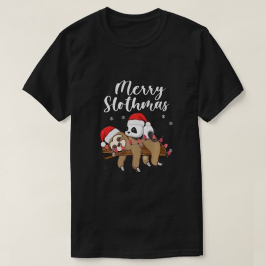 Merry Slothmas T-shirt met Kerstmis Pajama voor Sl (Design voorkant)