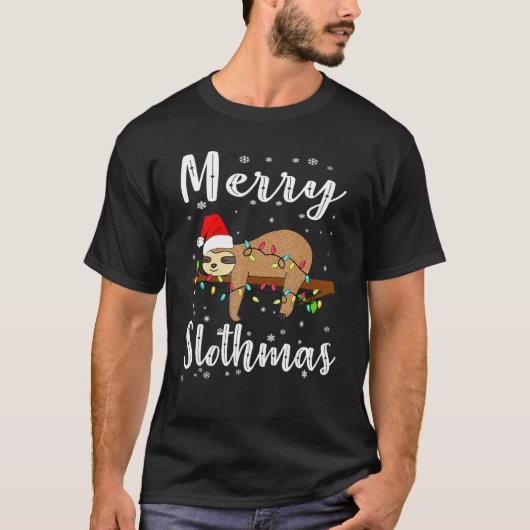 Merry Slothmas Tee Christmas Pajama for Sloth T-shirt (Voorkant)