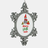 Merry Slothmas Tin Sneeuwvlok Ornament (Links)