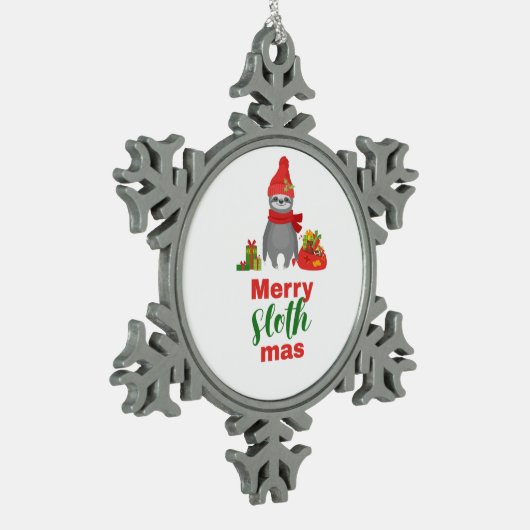 Merry Slothmas Tin Sneeuwvlok Ornament (Links)