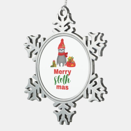 Merry Slothmas Tin Sneeuwvlok Ornament (Rechts)