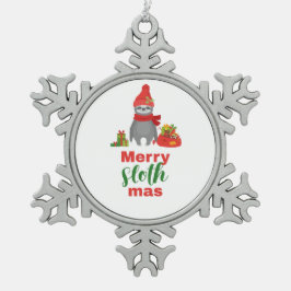 Merry Slothmas Tin Sneeuwvlok Ornament