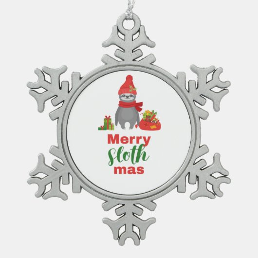 Merry Slothmas Tin Sneeuwvlok Ornament (Voorkant)