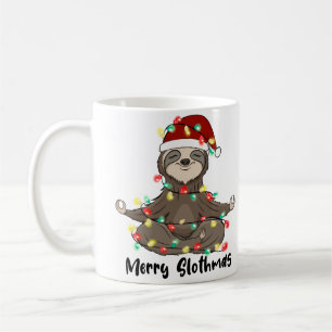 Merry Slothmas Yoga Sloth Meditating Kerstmis Koffiemok