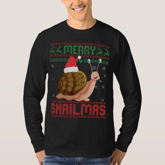 Merry Snailmas Funny Ugly KerstSweater Snail T-shirt (Voorkant)