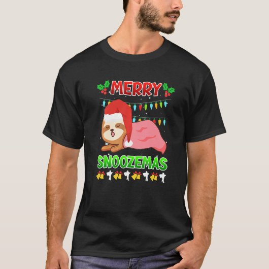 Merry Snoozemas sloth laziness Ugly Christmas T-shirt (Voorkant)
