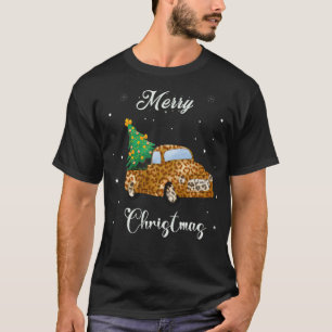 Merry Snow-kerstboomluipaard Buffalo Truck backgro T-shirt