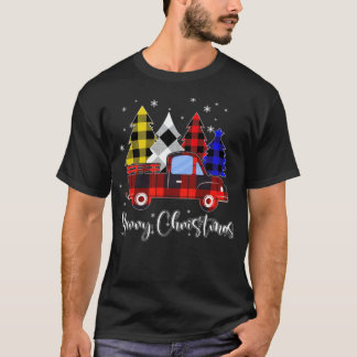 Merry Snow-kerstbuffalomstructuur Vrachtachtergron T-shirt
