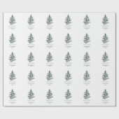 Merry Snow Waterverf Pine-kerstboomgeschenken Cadeaupapier (Vlak)