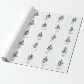 Merry Snow Waterverf Pine-kerstboomgeschenken Cadeaupapier (Uitgerold)