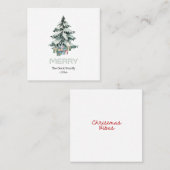 Merry Snow Waterverf Pine-kerstboomgeschenken Vierkante Visitekaartje (Voorkant / Achterkant)