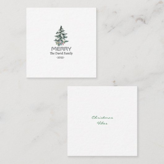 Merry Snow Waterverf Pine xmas botanische boom Contactkaartje (Voorkant / Achterkant)