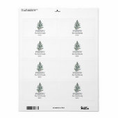 Merry Snow Waterverf Pine xmas botanische boom Etiket (Full Sheet)