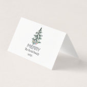 Merry Snow Waterverf Pine xmas botanische boom Kaart (Voorkant)