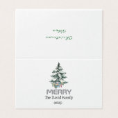 Merry Snow Waterverf Pine xmas botanische boom Kaart (Buitenkant ongevouwen)