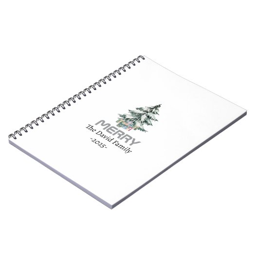 Merry Snow Waterverf Pine xmas botanische boom Notitieboek (Linkerzijde)