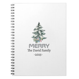Merry Snow Waterverf Pine xmas botanische boom Notitieboek