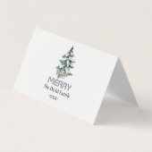 Merry Snow Waterverf Pine xmas botanische boom Visitekaartje (Voorkant)