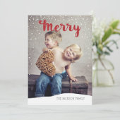 Merry Snowfall Collectie Red Photo met kerstmis Feestdagenkaart (Staand voorkant)