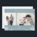 Merry Snowflake Chanoeka Fotokaart | ijs Feestdagenkaart<br><div class="desc">Elegante en moderne Hanukkah-fotokaart bevat twee favoriete foto's die naast elkaar zijn uitgelijnd, met "Joyous Hanukkah" bovenaan in wit cursief en bloktypografie. Personaliseer met uw aangepaste begroeting en naam aan de onderkant, geaccentueerd door vier witte sneeuwvlok illustraties. Een winterse ijsblauwe achtergrond voegt klassieke elegantie toe aan uw vakantiebegroeting. Kaart keert...</div>