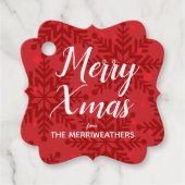 Merry Snowflake Gift Label Rood (Voorkant)