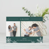 Merry Snowflake Holiday-fotokaart | Jager Feestdagenkaart (Staand voorkant)