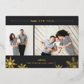 Merry Snowflake New Year Foto Folie Feestdagenkaart (Voorkant)