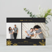 Merry Snowflake New Year Foto Folie Feestdagenkaart (Staand Voorkant)