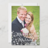Merry Snowflakes Pas getrouwd kerstfotokaart Feestdagenkaart (Voorkant)