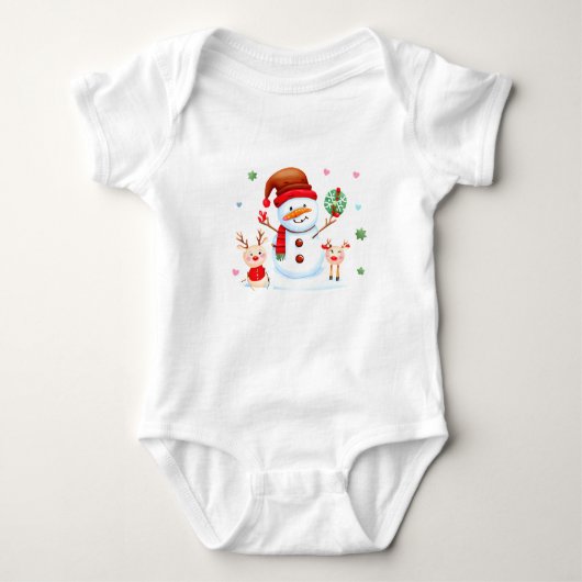 Merry Snowman en Bright Baby Rendieren Romper (Voorkant)