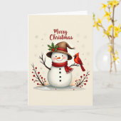 Merry Snowman Kerst Kaarten (Gele Bloem)