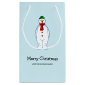 Merry Snowman Klein Cadeauzakje (Achterkant)